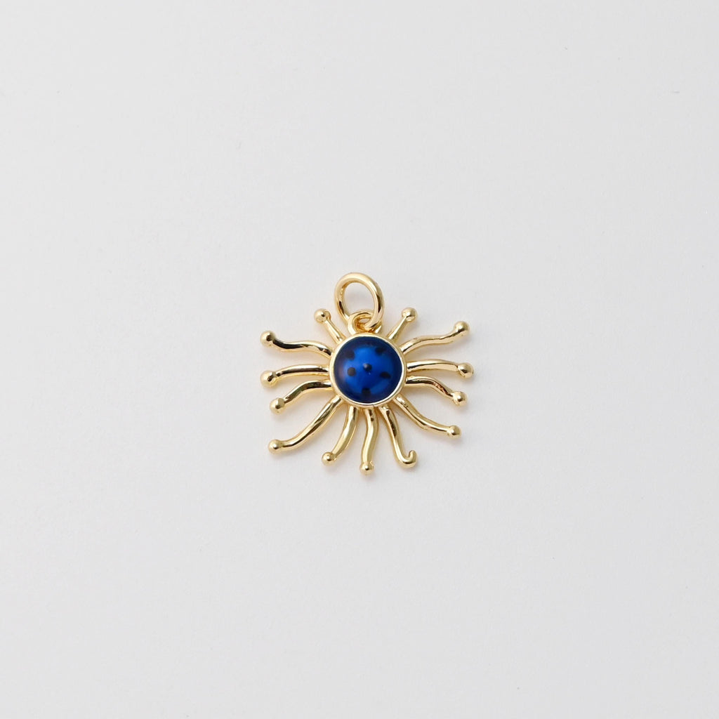 Sun Pendant, Enamel Irregular Charms, 18K Gold Plated Sunshine Charms, For Bracelet And Necklace Making, Jewelry Findings S1411