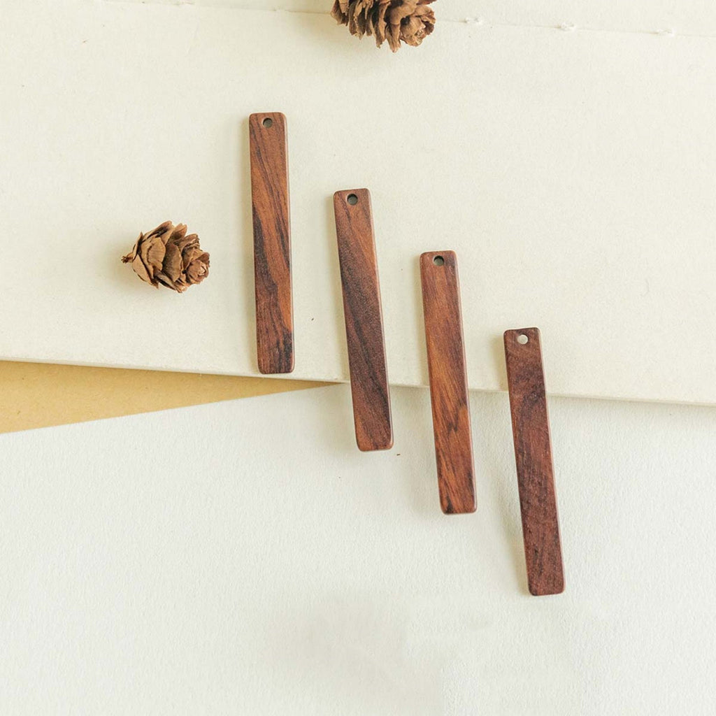10PCS Long Rectangular Wooden Bar, Geometric Wooden Pendant, Necklace Making Findings JT048