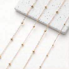 Load image into Gallery viewer, 14K Gold Beads Oval Chain, 1mm, 1.5mm, 2mm in Flat, Necklace Link Chain, Unfinished Chain, Hypoallergenic, Necklace Making Findings GT008