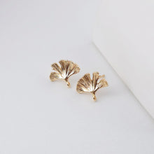 Load image into Gallery viewer, Gold Leaf Earring Post With Loop, Ginkgo Biloba Post, Nickel Free Earrings, Ear Stud Loop, Hypoallergenic Earring Findings ZX313