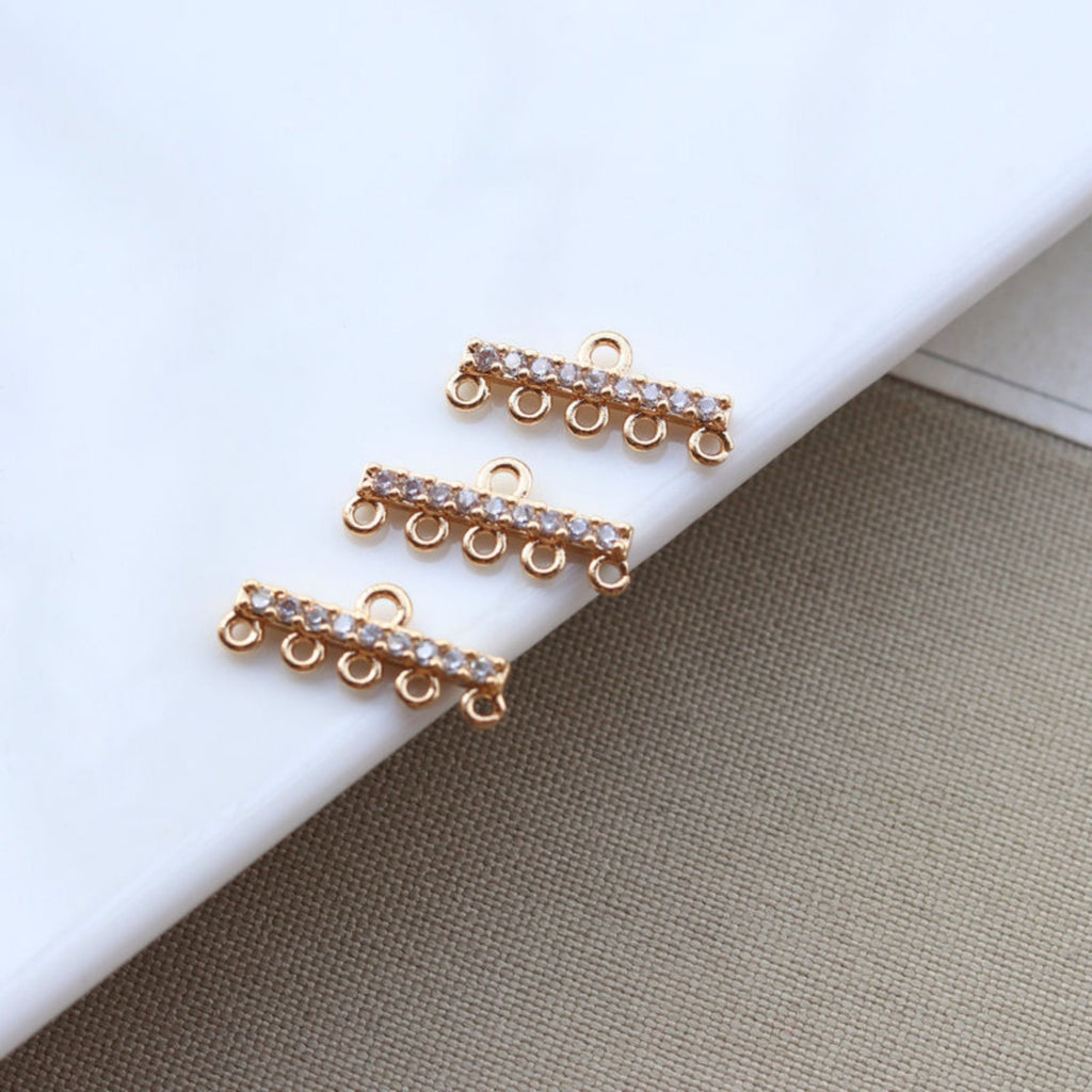 CZ Pave T-shaped Charm, Cubic Zircon Crystal Pendant, Bracelet Necklace Pendant, 14K Real Gold Plated, Jewelry Findings STG059-F201