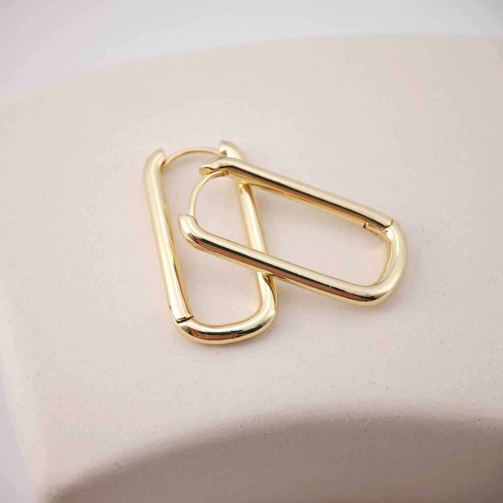 Gold U Shape Hoop Earring, 28.6*14mm, 18K Gold Plated Leverback Earrings, Huggie Hoops Earring D0129