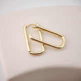 Gold U Shape Hoop Earring, 28.6*14mm, 18K Gold Plated Leverback Earrings, Huggie Hoops Earring D0129
