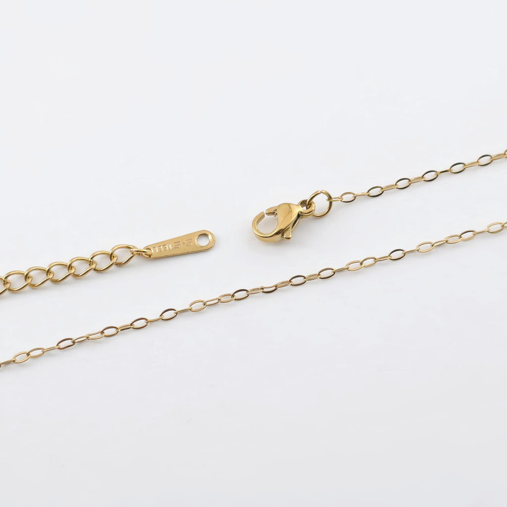 14K Finished Necklace Chain, Oval Cable Necklace, 316L Stainless Steel, Oval Chain, Ready to Wear, 42+5cm/18.5 inch, JR002