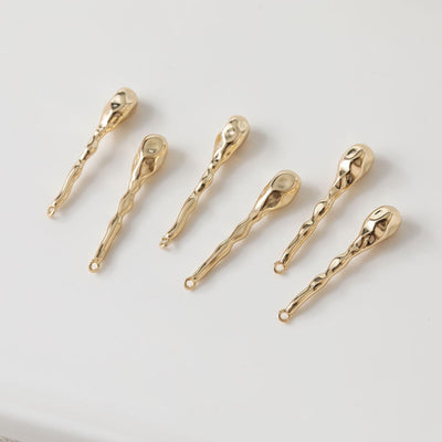 Drop Shaped Textured Pendant, Charm, 14K Gold/Silver Plated, Jewelry Making Findings ZZ021