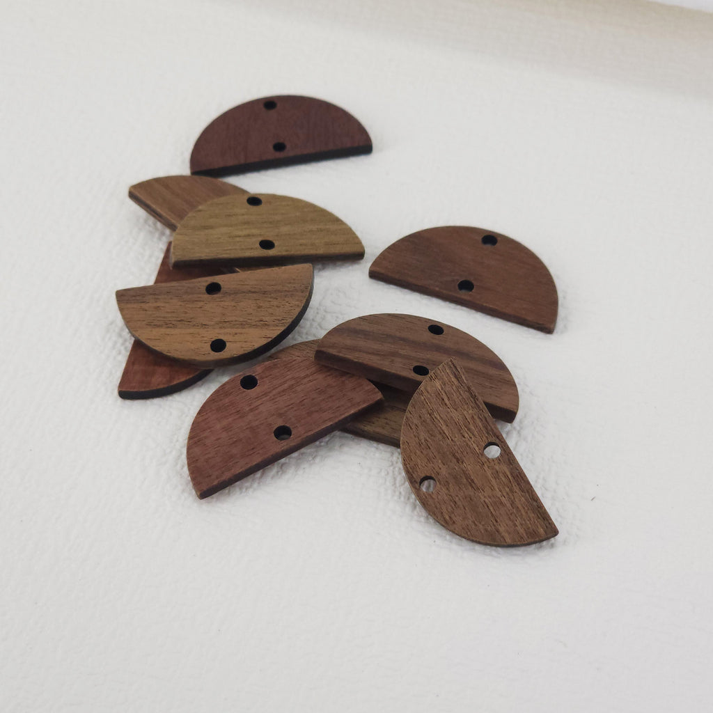 2PCS Semicircle Shape Wood Charms, Wooden Pendant, Reclaimed Walnut Wood, Geometric Statement Wood Earrings Diy Ideas JT962