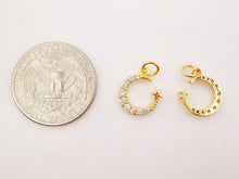 Load image into Gallery viewer, Cubic Crescent Moon Charm, 18K Gold Plated Moon Pendant, Clear Micro CZ Pave Horn Charms, Jewelry Findings S766