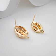 Load image into Gallery viewer, Gold Seashells Earring Post With Loop, S925 Silver Ear Pin Nickel Free Earrings, Hypoallergenic Earring Findings Z071