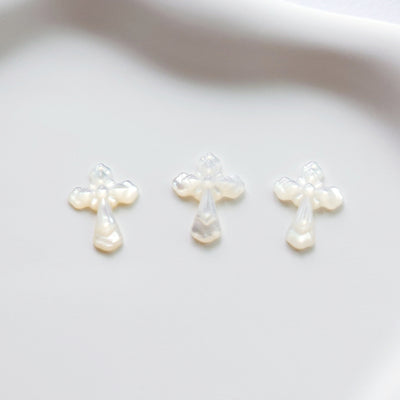 Cross White Mother-of-Pearl, MOP Shell Pendant, Cross White Nacre, Shell Charm, Mother of Pearl Jewelry Making Findings RY027