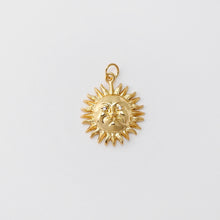 Load image into Gallery viewer, Sun Charm, Sunny Face Round Pendant, 18K Gold Plated, 20mm, 29.8mm, Necklace Making Charm, Jewelry Findings
