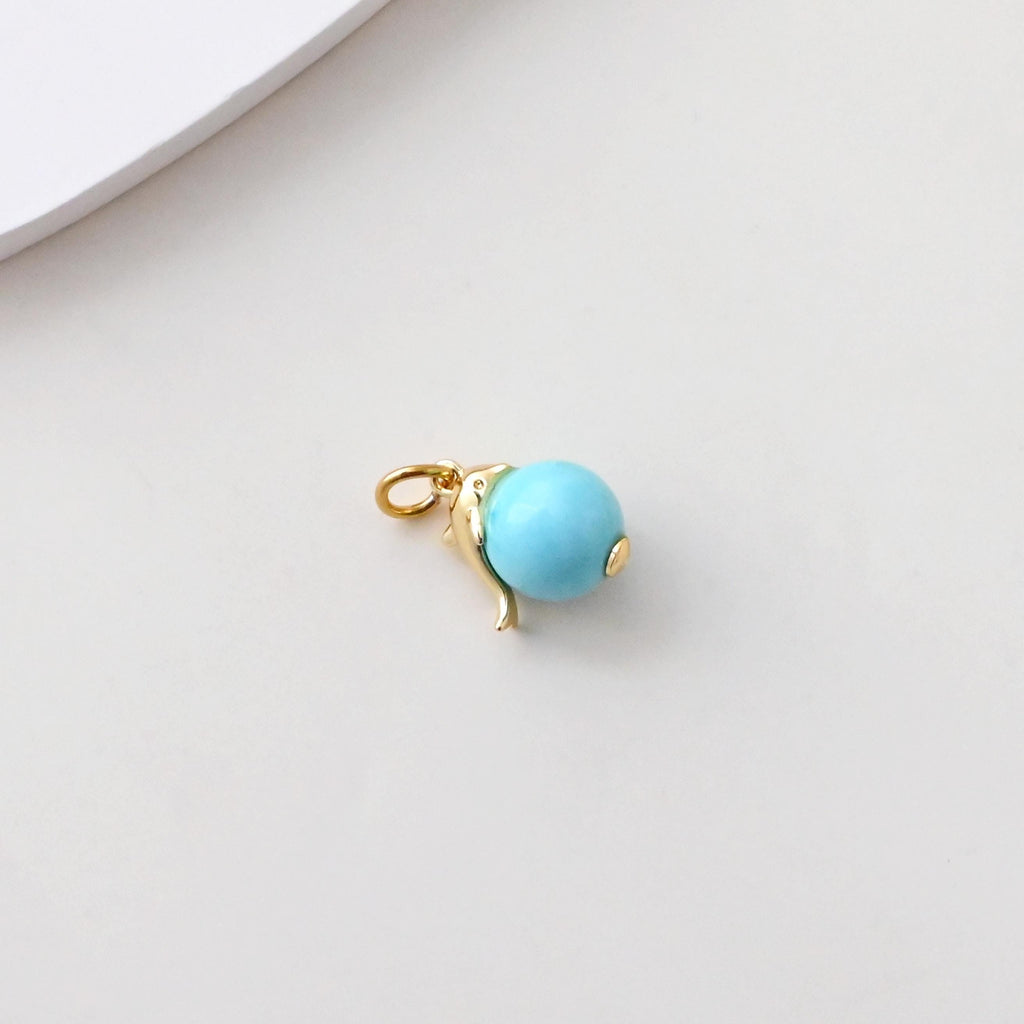 Turquoise Spherical Pendant, CZ Pave Round pendant, Globe Charm, 18K Gold Plated, For Bracelet And Necklace Making, Jewelry Findings S1394