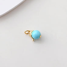 Load image into Gallery viewer, Turquoise Spherical Pendant, CZ Pave Round pendant, Globe Charm, 18K Gold Plated, For Bracelet And Necklace Making, Jewelry Findings S1394