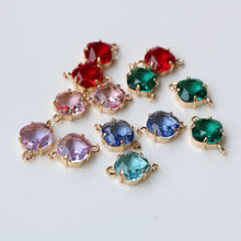 Load image into Gallery viewer, Round Shaped Crystal Connector, Glass Charm, 14K Gold Plated, Jewelry Making Findings HL045-F243
