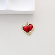 Load image into Gallery viewer, Red Heart Shape Charm, Enamel Heart Pendant, 18K Gold Plated, Necklace Making Pendant, Love Pendant, Jewelry Findings S1322
