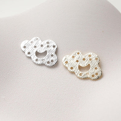 Brushed Cloud Hollow Connector, 14K Gold/Silver Plated Earring Making Findings, 25*16.9mm Jewelry Findings GZ736