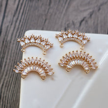 Load image into Gallery viewer, CZ Pave Crown-shaped Charm, Cubic Zircon Crystal Pendant, Bracelet Necklace Pendant, 14K Real Gold Plated, Jewelry Findings HL034-F183