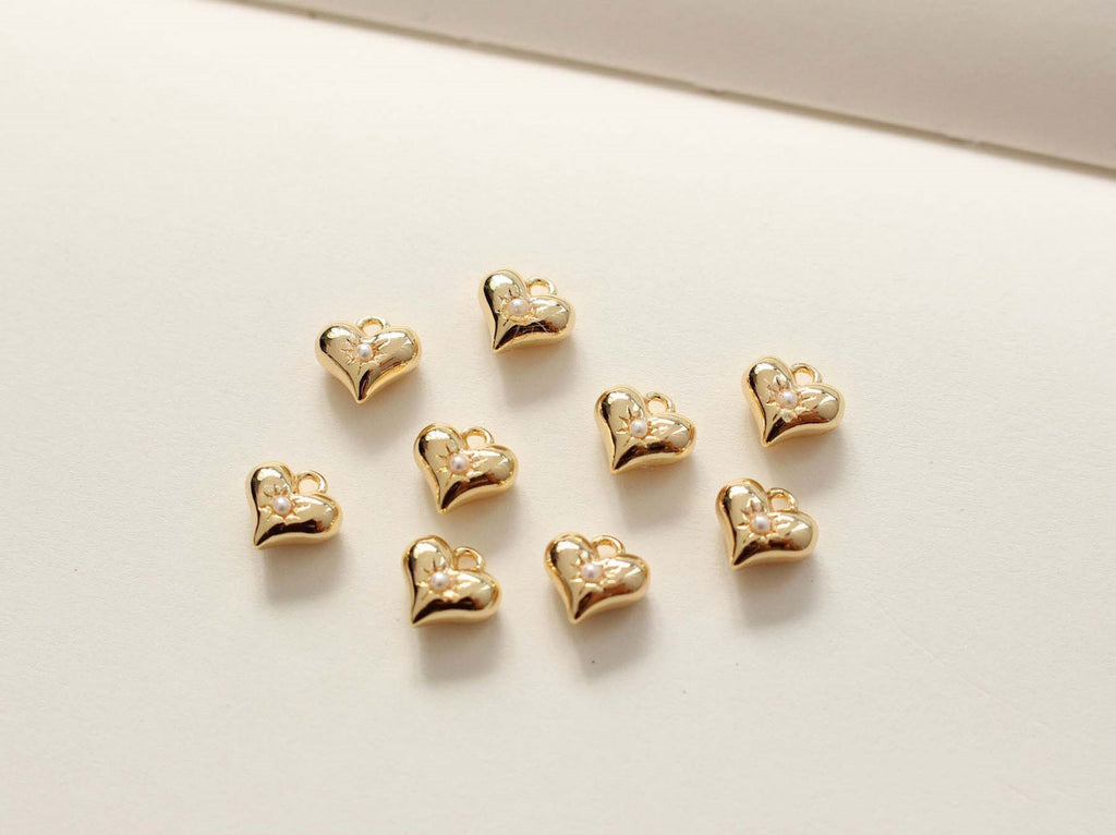 2pcs Gold Heart Charms, 18K Gold Plated, Love Pendant, Necklace Making Pendants, Jewelry Findings GZ311