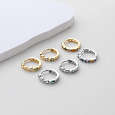 CZ Multicolor Earring Hoop, Gold Plated Huggie Hoop Earring, Leverback Earring, DIY Earring  Findings, Handmade Earring Supplies D0524-D0527
