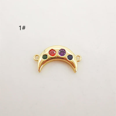 18K Shiny Gold Connector Charms, Colorful Cubic Zirconia Pave Pendant, Neckalce Bracelet Connectors, Jewelry making supplies S20331