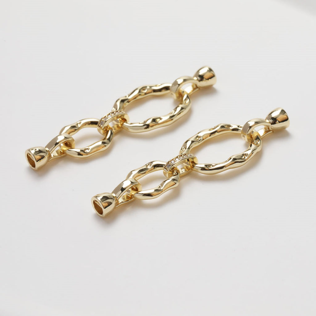 Link Chain Connector, Oval Link Connector, Pave CZ, 14K Gold/Silver Plated, Neckalce Bracelet Making Pendant, Jewelry Supply Finding GZ266