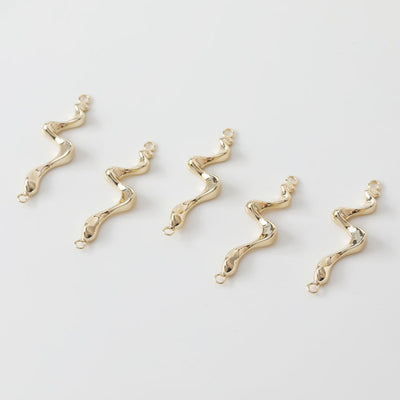 10pcs Danity Wave Connector with loops,  14K Gold Plated Earring Making Findings, Jewelry Findings JG043