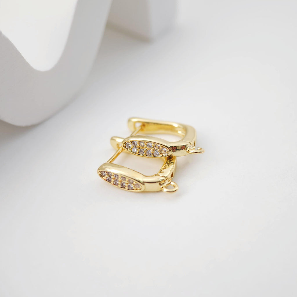 18K Gold Plated U Shape Hoop Earring, Huggie Hoops Earring Parts, Lever Back, 16.2*11.2mm, Hoop earring for Jewelry Making D0220