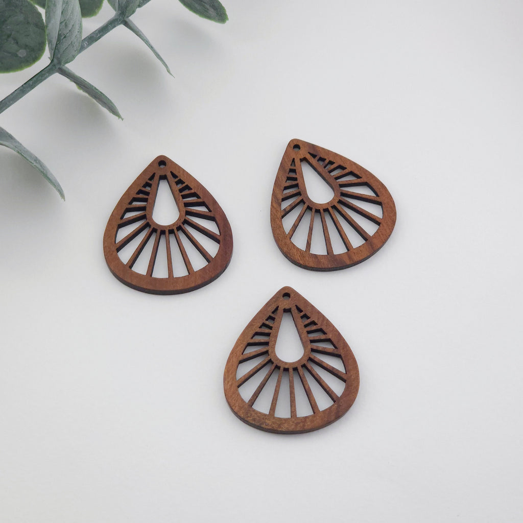 Teardrop Wood Charms, Drop Wooden Pendant, Reclaimed Walnut Wood, Geometric Statement Wood Earrings Diy Ideas JT976