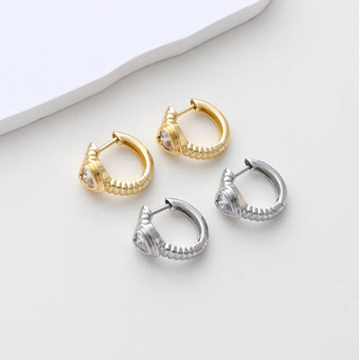 Twisted Heart Earring Hoops, Gold Plated Huggie Hoop Earring, CZ Leverback Earring, DIY Earring  Findings, Handmade Earring Supplies S1405