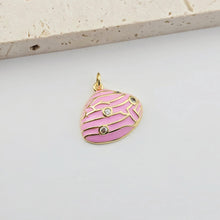 Load image into Gallery viewer, Enamel Shell Charms, 18K Gold Plated Charm, Cubic Zirconia Pave Charm, Jewelry Making Pendant S1288