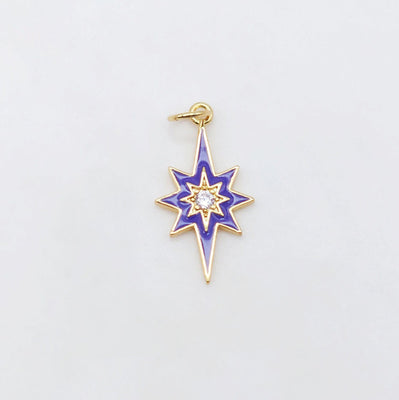 Multicolor Enamel Star Charm, 18K Gold Plated Star Pendant, 21mm, Necklace Bracelet Making Pendant S20495