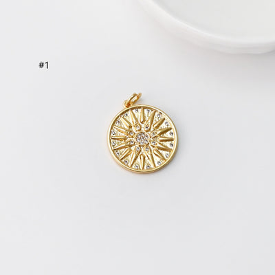 Dije de sol dorado, colgante redondo de sol con rayos, chapado en oro de 18 quilates, para hacer collares, accesorios de joyería