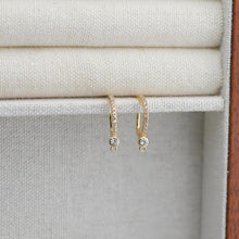 Load image into Gallery viewer, 4PCS Arc Wire Ear Post with Loops, CZ Pave Threader Earrings, 16mm, Nickel Free, 18K Gold Plated Earring Finding ZX061
