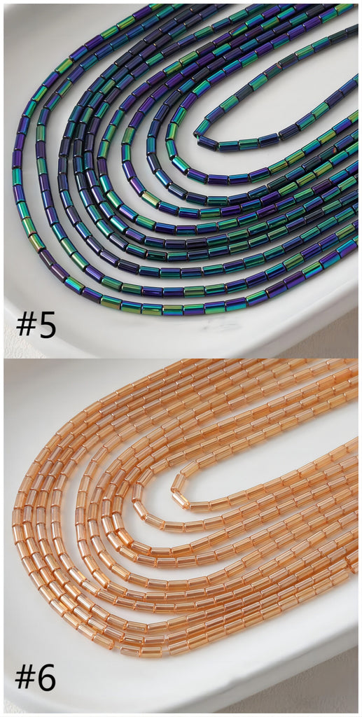 Small Glass Rectangle Tube Beads, Spacer Beads, 2.6*4.6mm, Crystal Glass Loose Beads for Jewelry Making, DIY Beads Finding GZ546