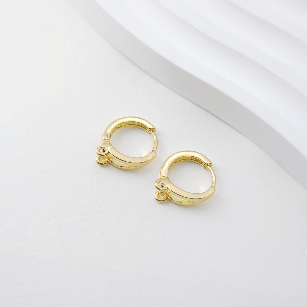 Two Loop Earring Hoop, Gold Plated Huggie Hoop Earring with Loop, Huggie Hoops DIY Earring  Findings,Handmade Earring Supplies D0099
