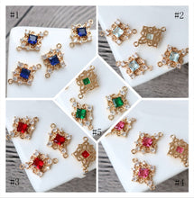 Load image into Gallery viewer, 10pcs Charm with two loops, Boho Pendant, Cubic Pave Pendant,  Necklace Making, Gold Plated Jewelry Findings HL121-F006