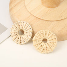 Load image into Gallery viewer, Rattan Weaving Earring Findings, Boho earring making, Hawaii Vacation Style Cute Earrings for girl ,Handmade Earring Finding BS013
