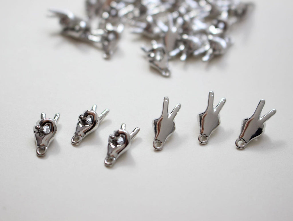 14K Gold Gesture Earring Post With Loop, Rock 'n' Roll, Yeah, S925 Silver Ear Pin Nickel Free, Hypoallergenic Earring Findings BB083