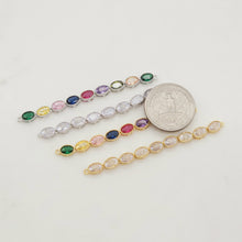 Load image into Gallery viewer, Rainbow Cubic Tennis Connector, 18K Gold Plated CZ Pave Tennis Pendant, 70mm in length, Bracelet Making Charm, Jewelry Findings S20342