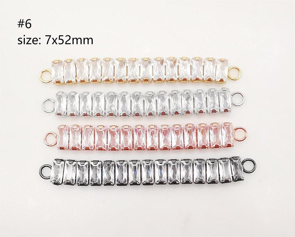 Cubic Tennis Connector, 18K Gold Plated CZ Pave Tennis Pendant, 50mm in length, Bracelet Making Charm, Jewelry Findings S1085