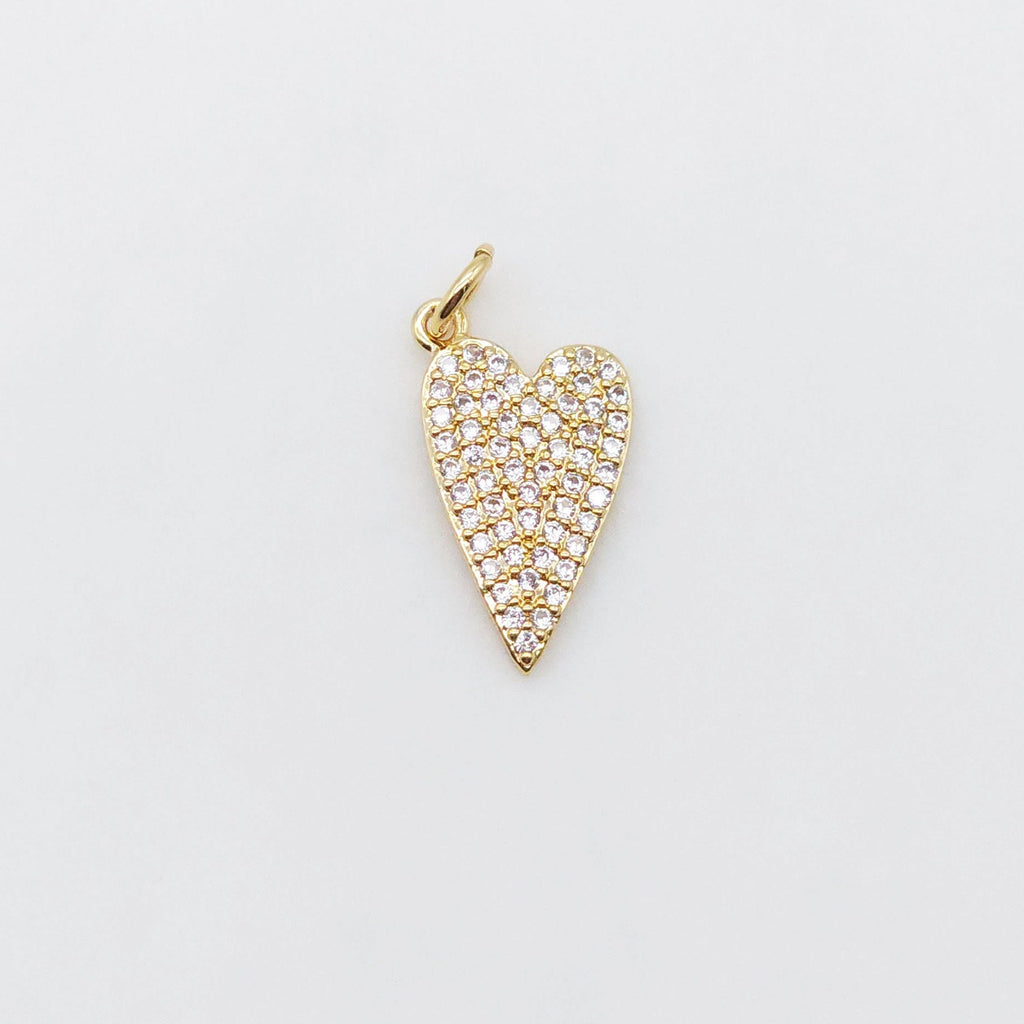 Cubic Heart Charms, 18K Gold Plated CZ Pave Love Charms, Bracelet Necklace Making Pendants, Jewelry Findings S20559