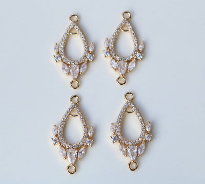 Cubic Zircon Crystal  Teardrop Charms, CZ Earring Charms,14K Gold Plated Teardrop Pendant, Jewelry Findings HL028-F182