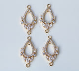 Cubic Zircon Crystal  Teardrop Charms, CZ Earring Charms,14K Gold Plated Teardrop Pendant, Jewelry Findings HL028-F182