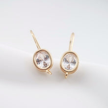 Load image into Gallery viewer, 4pcs Oval Cubic Pave Earring Hooks With Loop, Nickel Free Earrings, Crystal Gemstone Stud, Hypoallergenic Earring Findings ZX054