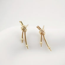 Load image into Gallery viewer, 4pcs Gold Knot Earring Post With Loop, S925 Silver Ear Pin, Nickel Free Earrings, 18K Ear Stud Loop, Tie The Knot Earring Findings ZX027