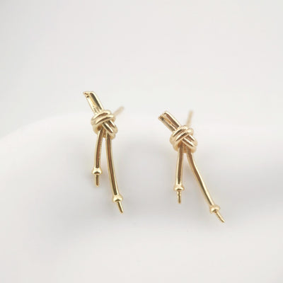 4pcs Gold Knot Earring Post With Loop, S925 Silver Ear Pin, Nickel Free Earrings, 18K Ear Stud Loop, Tie The Knot Earring Findings ZX027