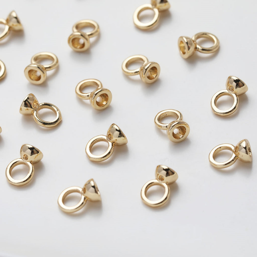 10pcs Beads Caps with holes, Bead Cones, 18K Gold Plated, With Loop, 5.4*7.7mm, Pearl Bead Caps, Jewelry Making GZ504