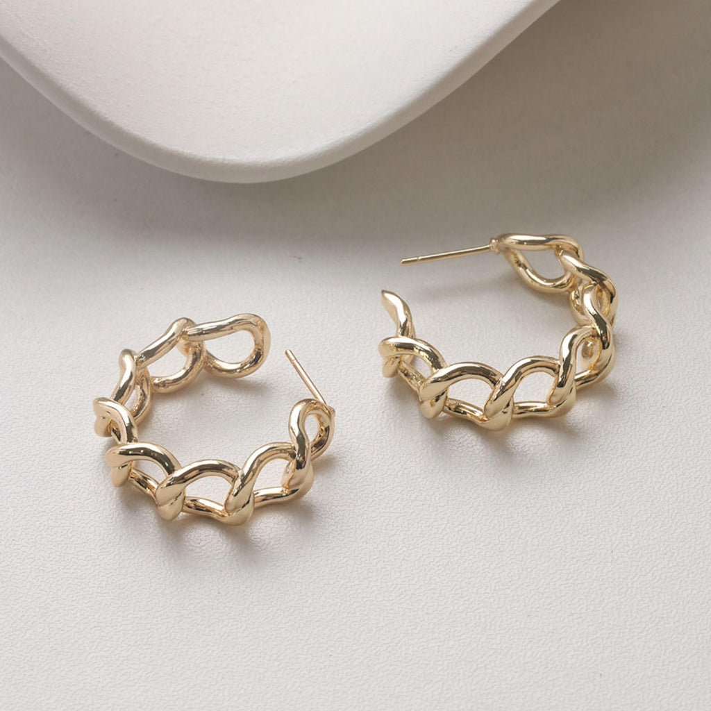 C Shape Earrings Post With Loop, 14K Gold/Silver Plated, S925 Silver Ear Pin Nickel Free Earrings, Twist Wrap, Earring Findings GZ716