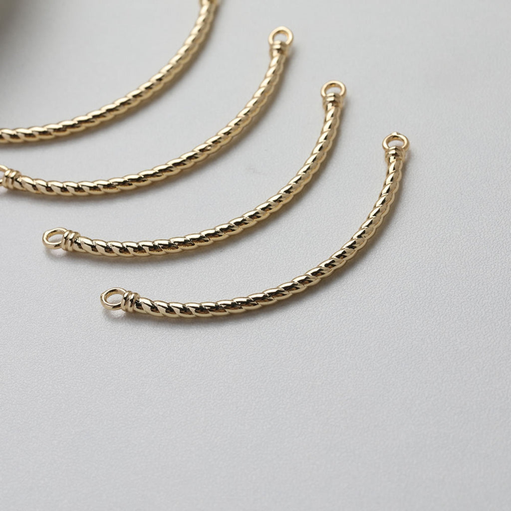 Twist Curved Connector with loops, 14K Gold/Silver Plated Bracelet Making Findings, Bracelet Jewelry Findings GE107