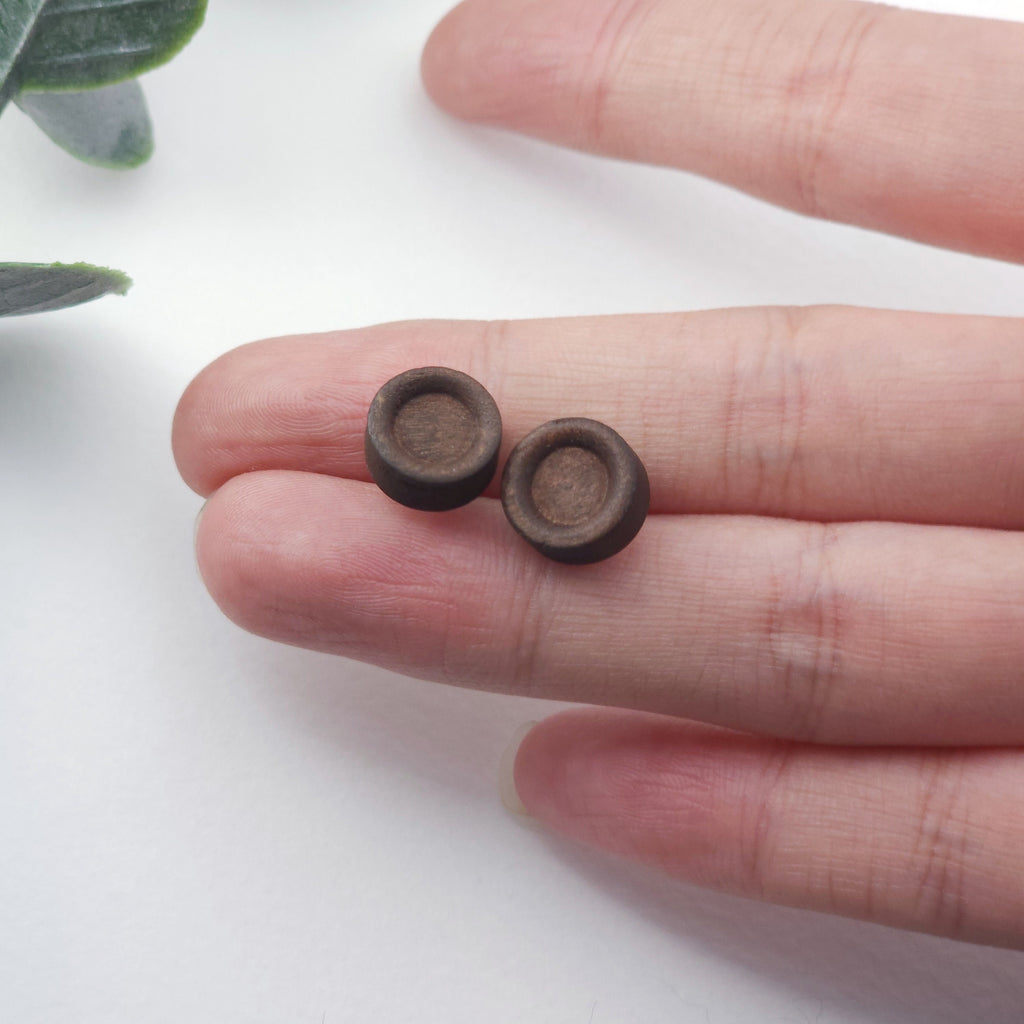 Round Wooden Earring Post, 10mm Wooden Studs for Women, Reclaimed Walnut Wood, Nickel Free, Geometric Statement Earrings Finding  JT992