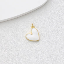 Cargar imagen en el visor de la galería, Dije de corazón, Dijes de corazón esmaltados, Dijes de amor, Colgante de corazón chapado en oro de 18 quilates, Fabricación de collares y pulseras, Accesorios de joyería S1363